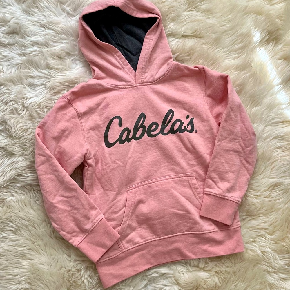 Girls Cabela’s pink hooded sweatshirt, size M